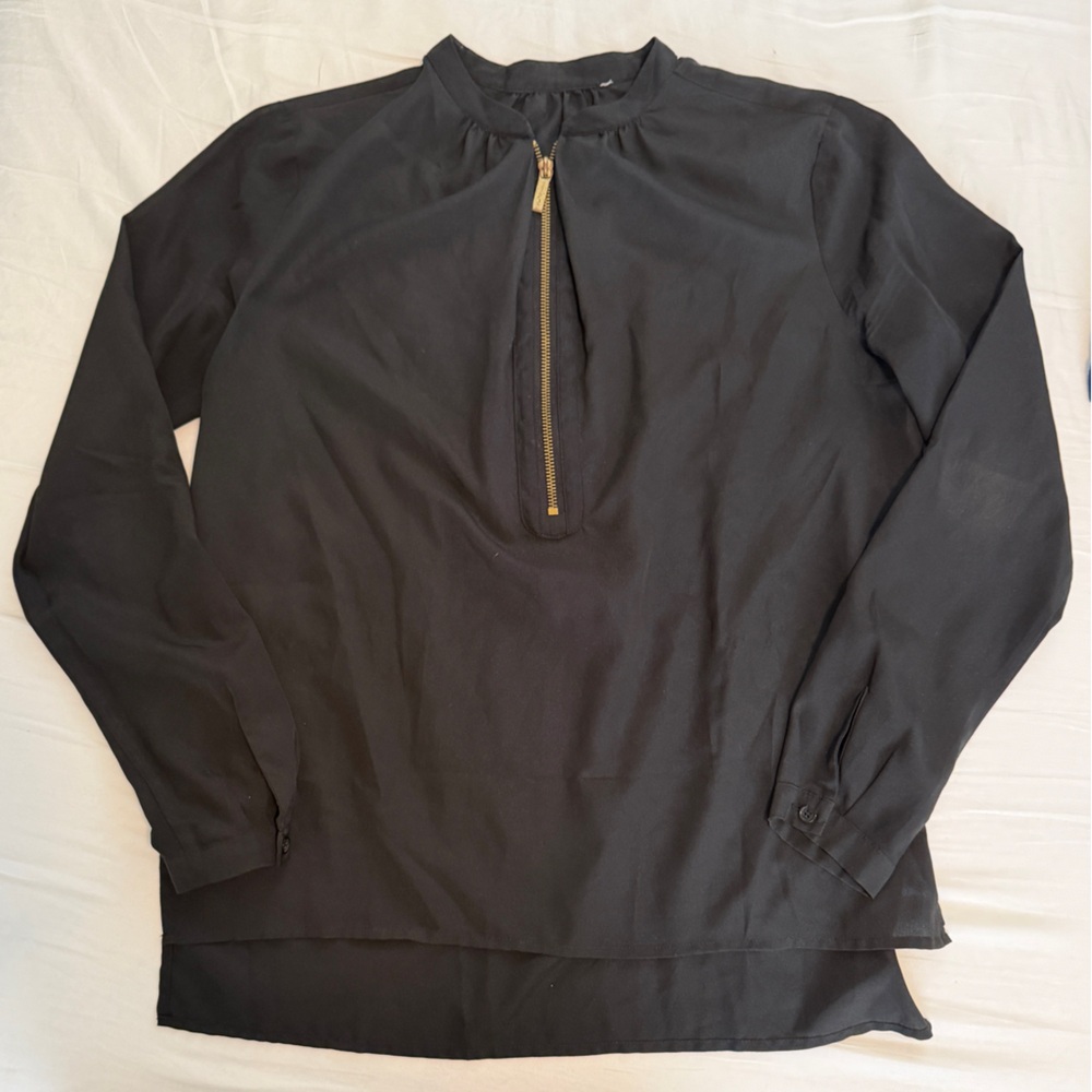 Michael Kors Half Zip Black Blouse